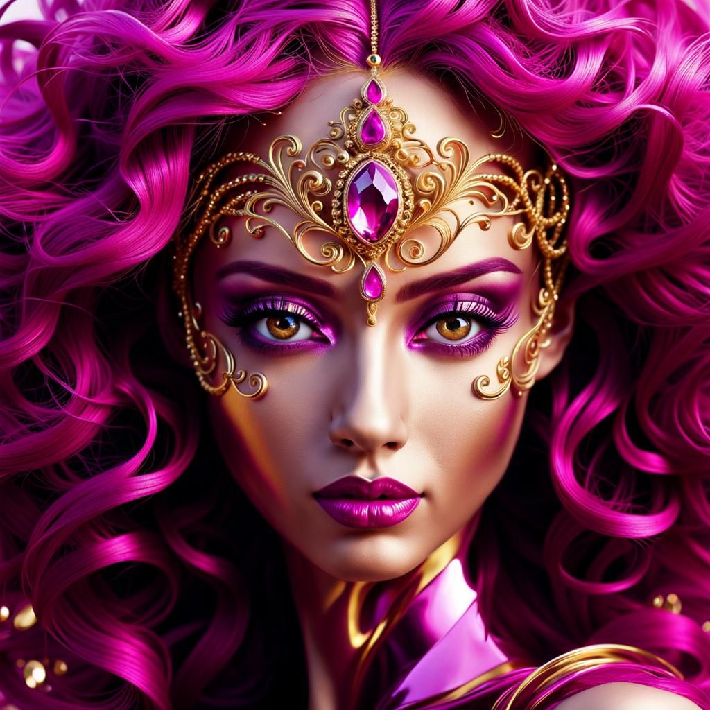 Mysterious Face Crafted with Metallic and Matte Colors