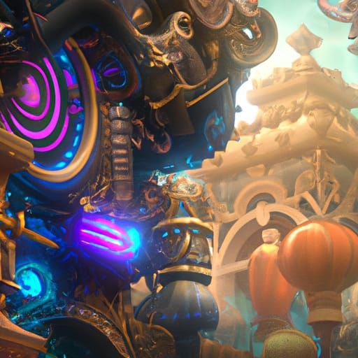 Art Nouveau Rococo Architecture in Detailed Digital Art