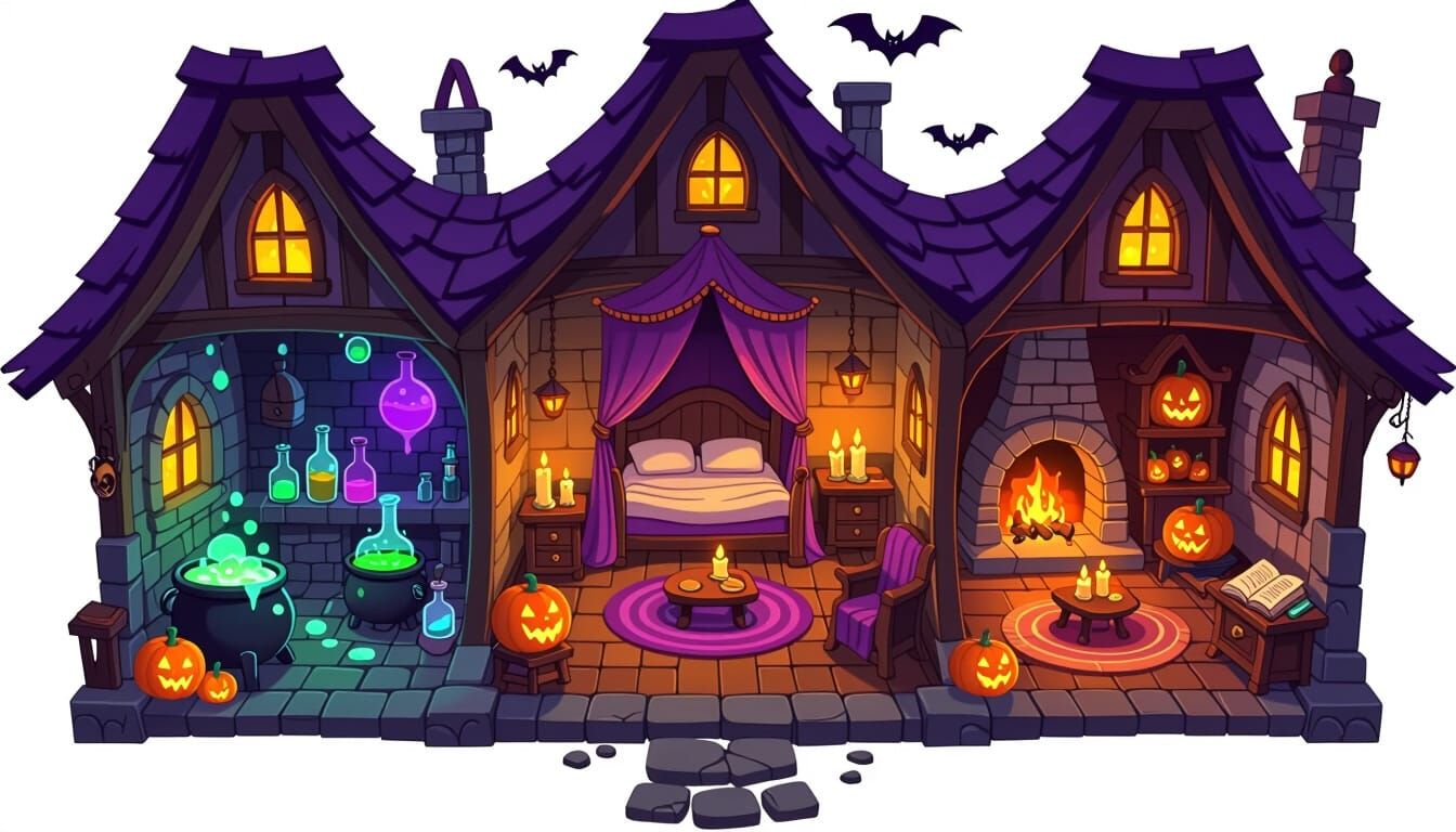Witch's Hut Floor Plan: Halloween Magic Map