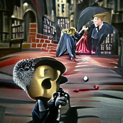 Film Noir Hamlet Illustration: Dramatic Storybook Painting