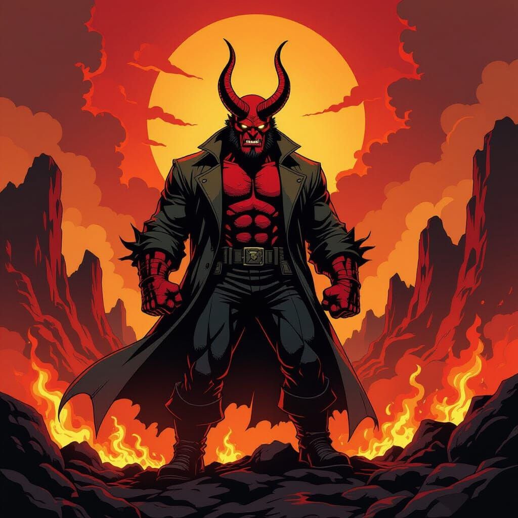Hellboy in Fiery Hellscape