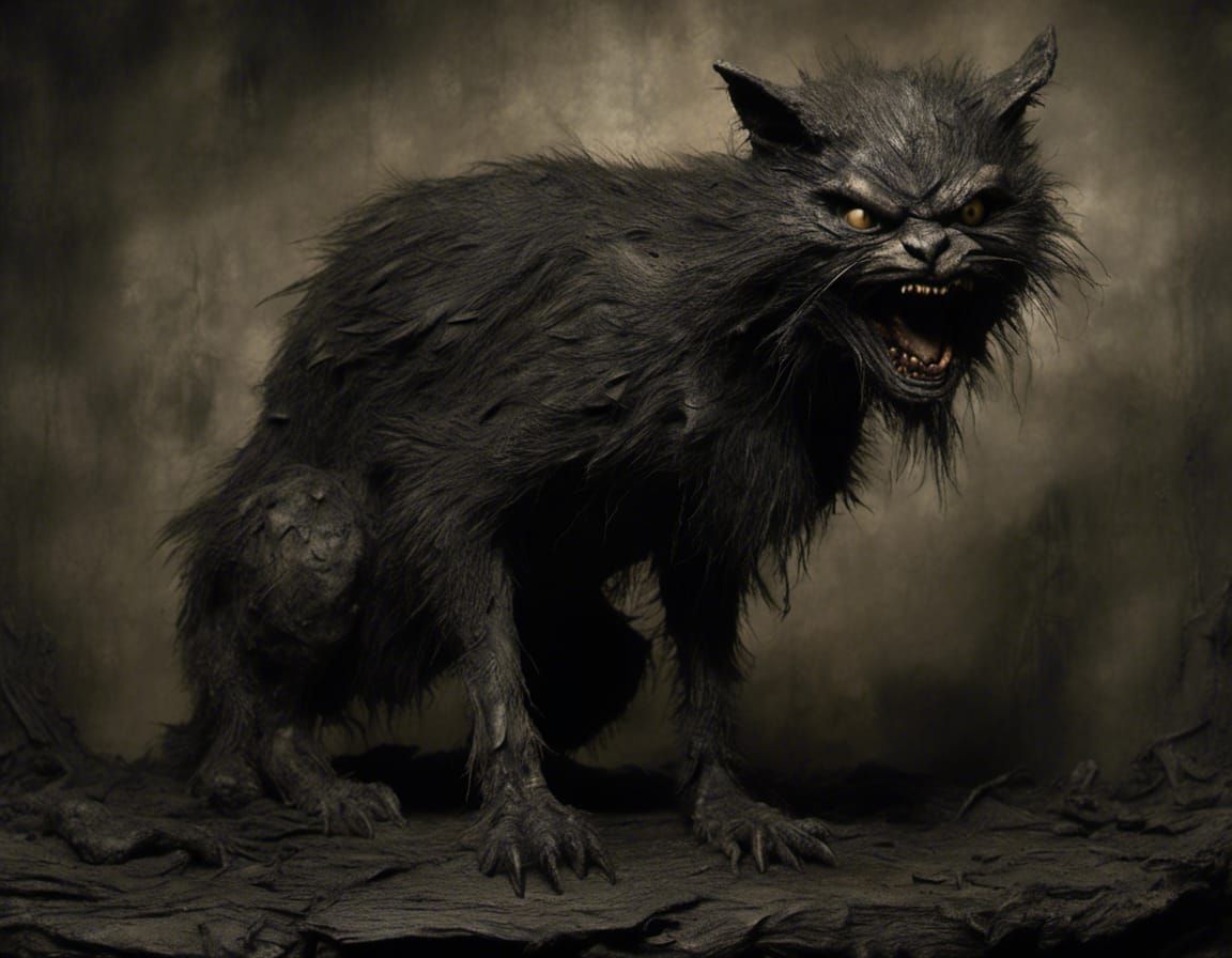 Menacing Black Cat Ready to Strike