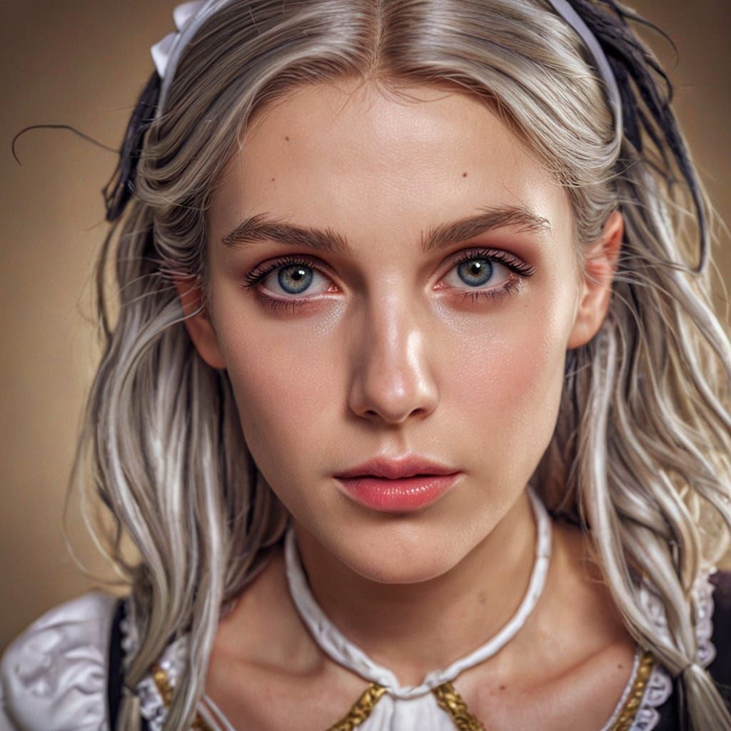 Stunning Sepia-Toned Portrait of a Young Woman in a French M...