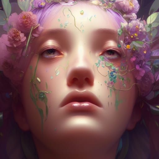 Ethereal Flower Goddess Portrait in High Resolution