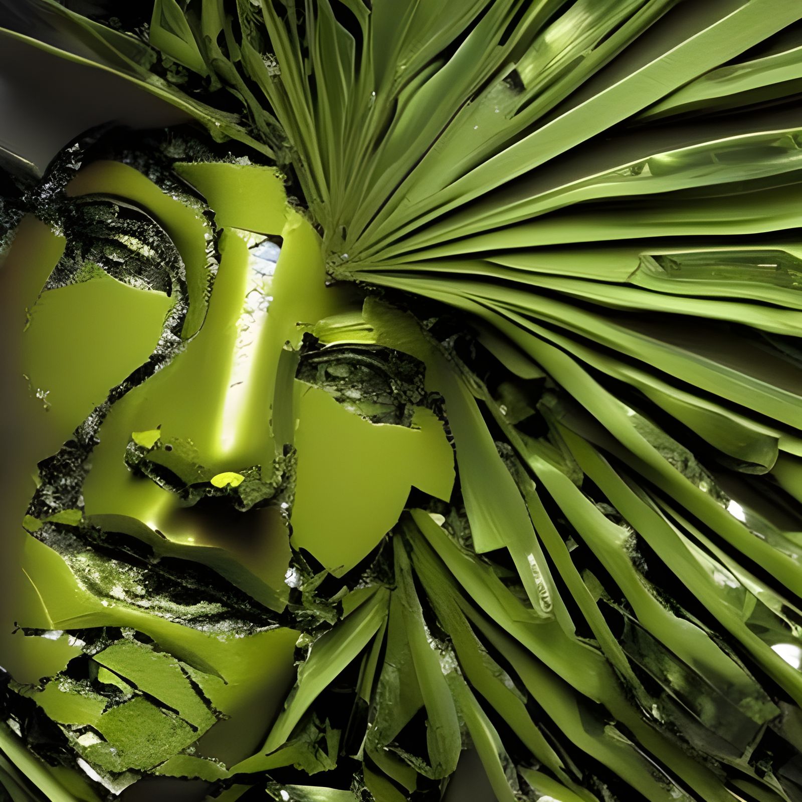 Shattered Glass Face: Hyperrealistic Still Life