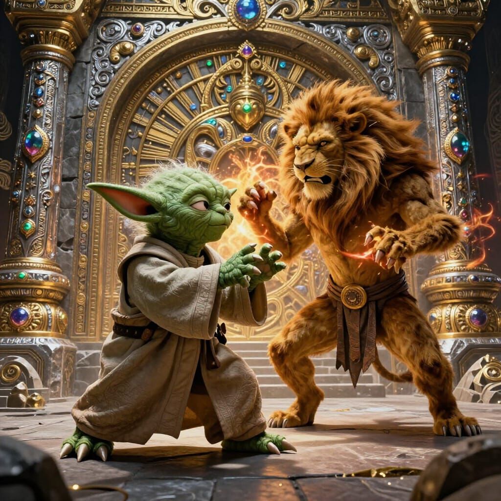Yoda Battles Lion-O as Wizard in Stone of Elders