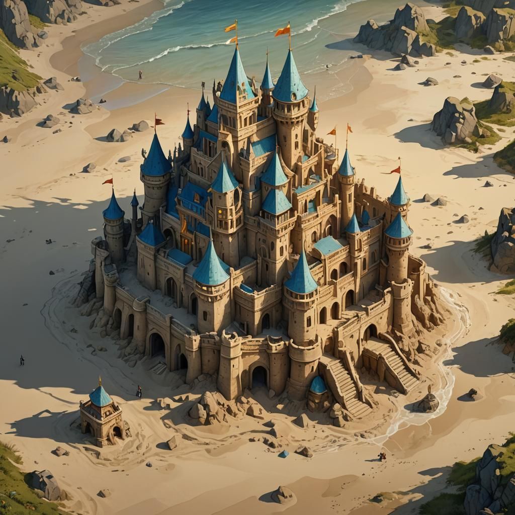 Sandcastle at Dawn: Watercolor Concept Art