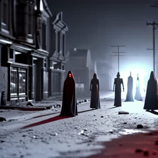 Midnight Zombie Parade in Abandoned Town