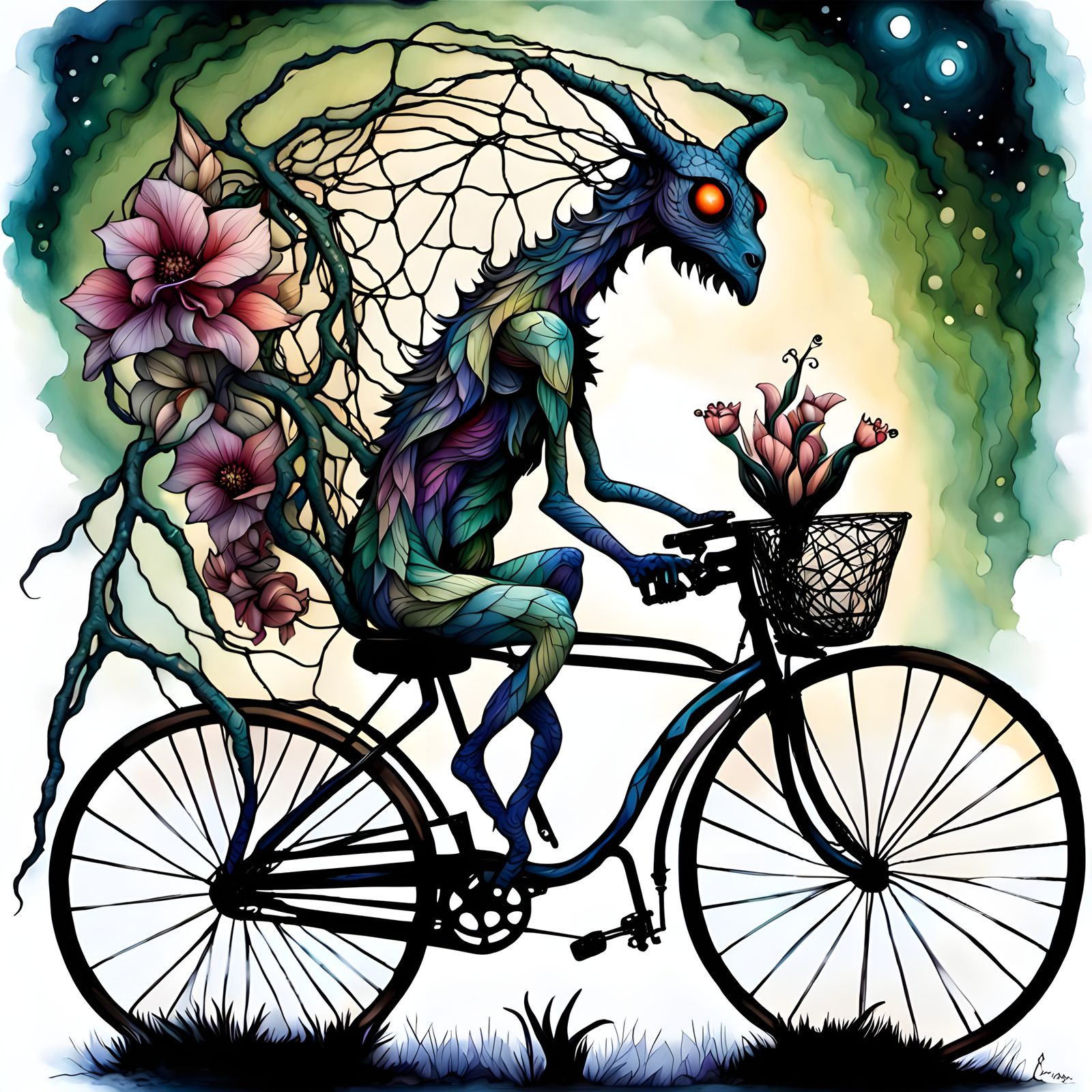 Elven Goddess with Ethereal Creature Companion