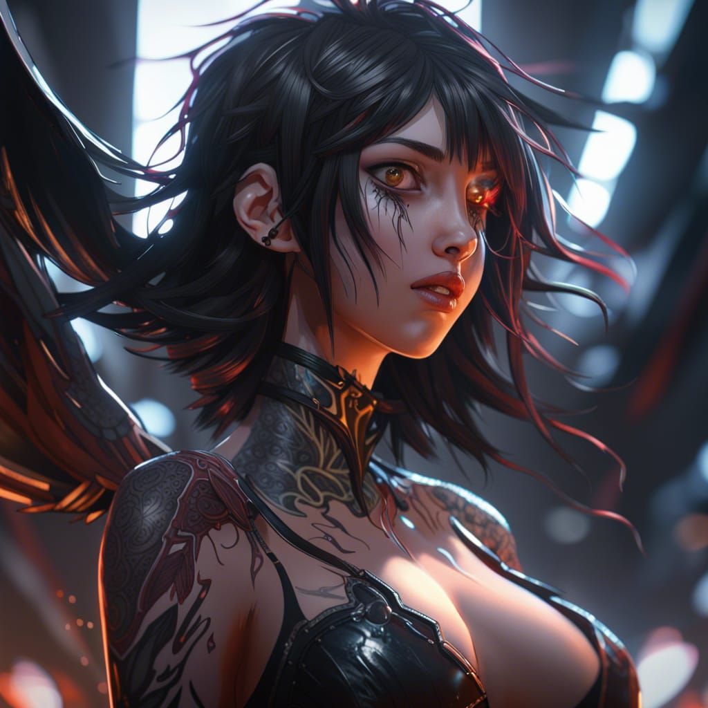 Detailed Manga Girl Screaming in Unreal Engine 5