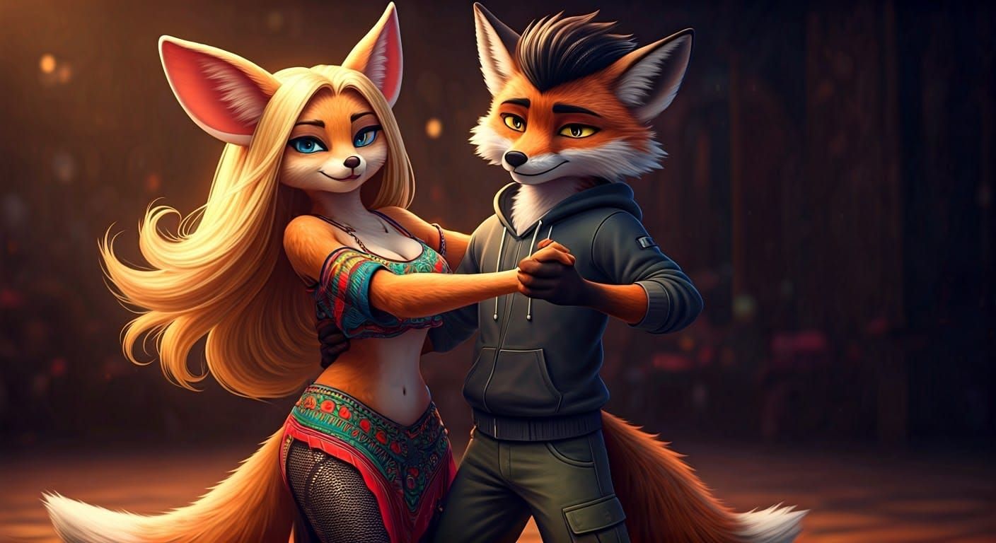 Glamorous Fennec Fox Dances the Night Away in Vibrant Latin ...