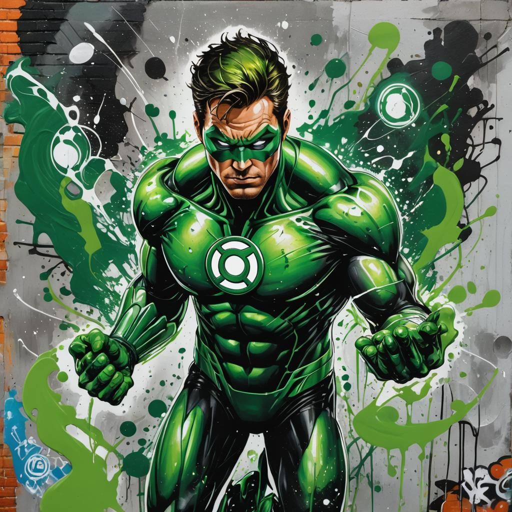 Green Lantern Graffiti Art in Splash Style