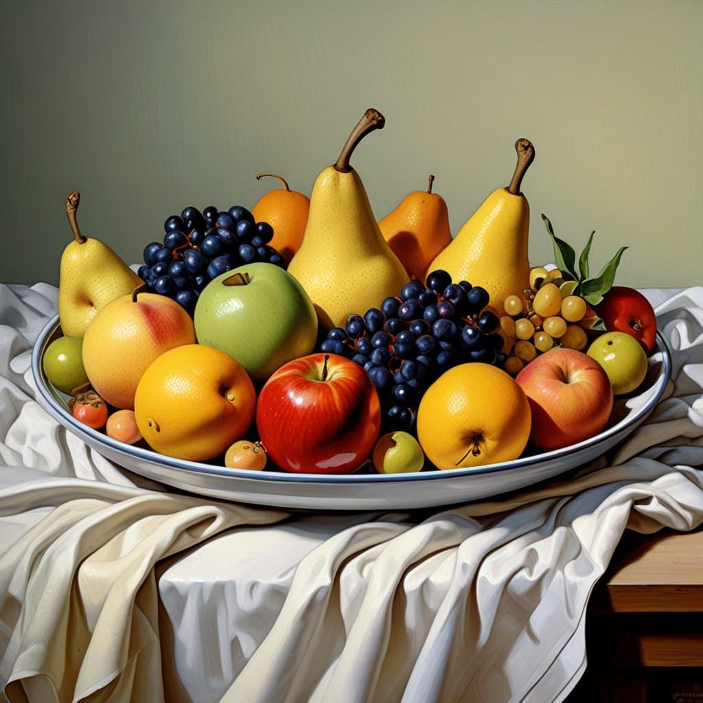 Surreal Fruit Still Life in Expressionist Oil Painting