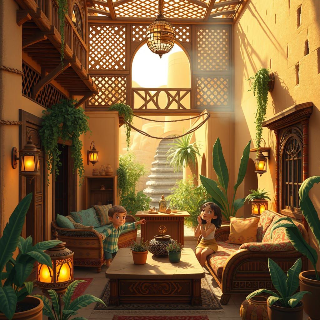 Steampunk Oasis Village Home with Loving Family