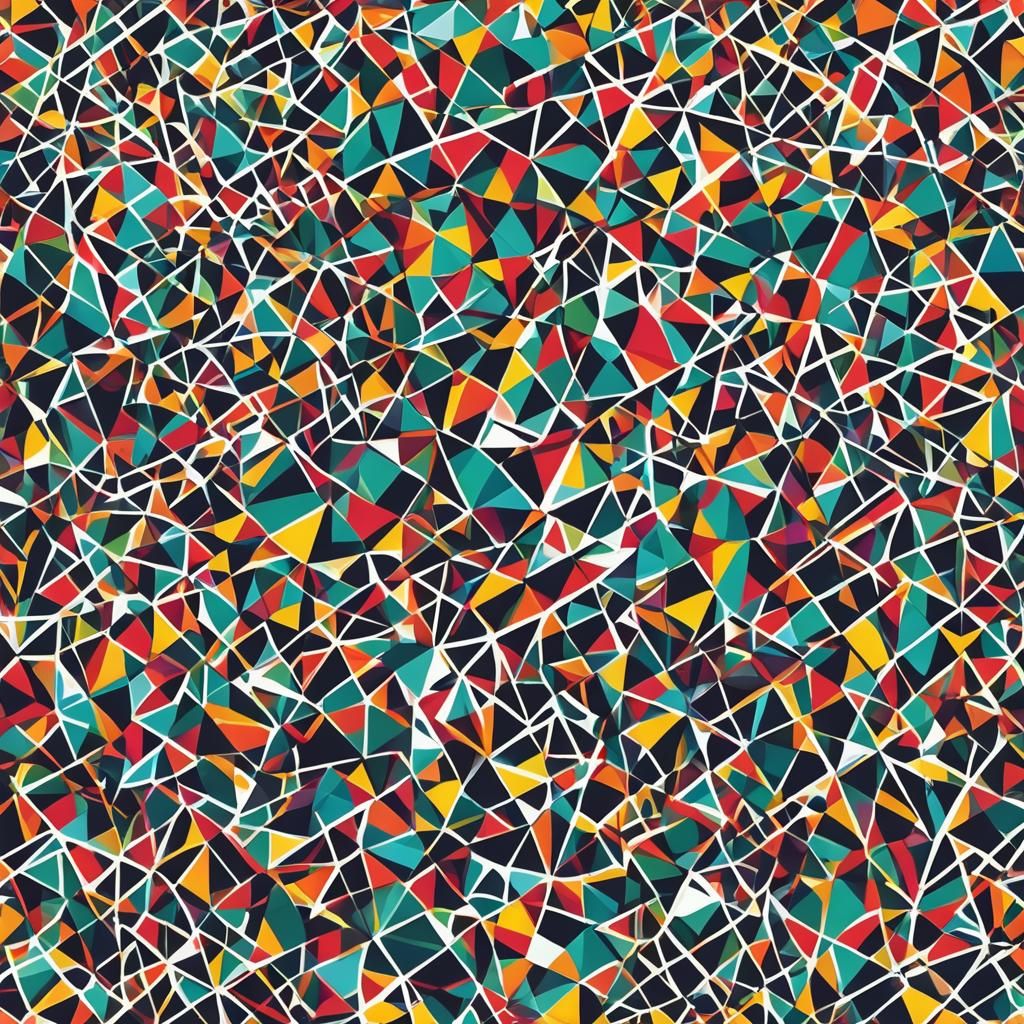 Minimalist Pattern with Rainbow and Neon Colors in Bauhaus S...