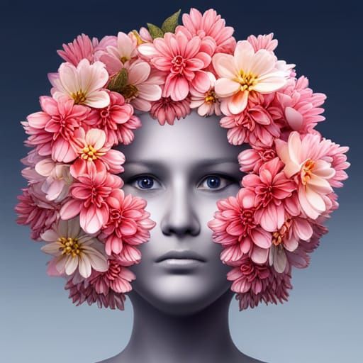 Glittering Floral Wreath Portrait in High Resolution