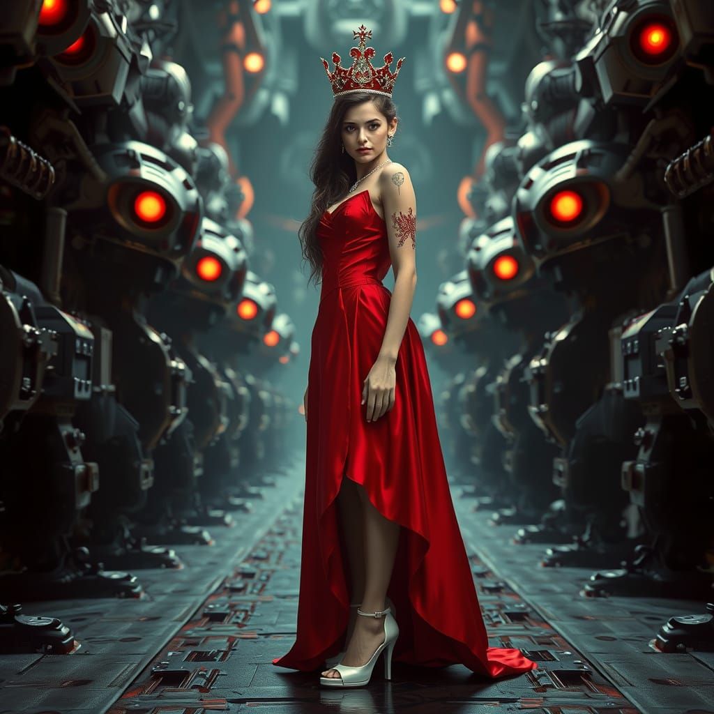 Cyberpunk Princess in Polished Metal Setting