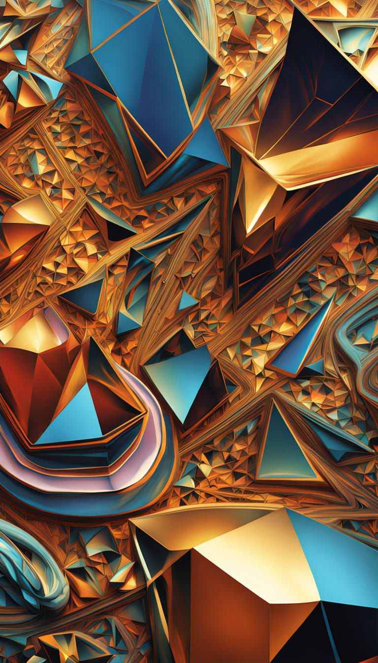 Man's Evolution Abstract 3D Art in Metallic Tones