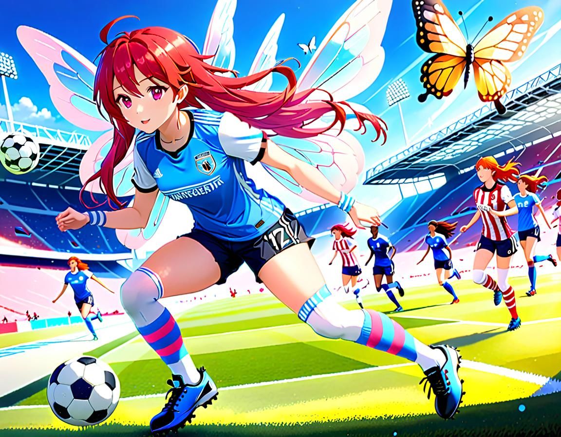 Magical Fairy Soccer Player in Anime Style