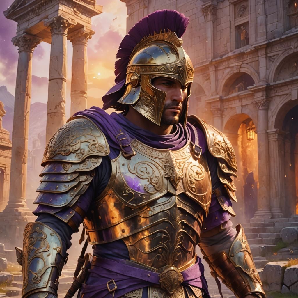 Greek Warrior in Golden Light: Fantasy Concept Art