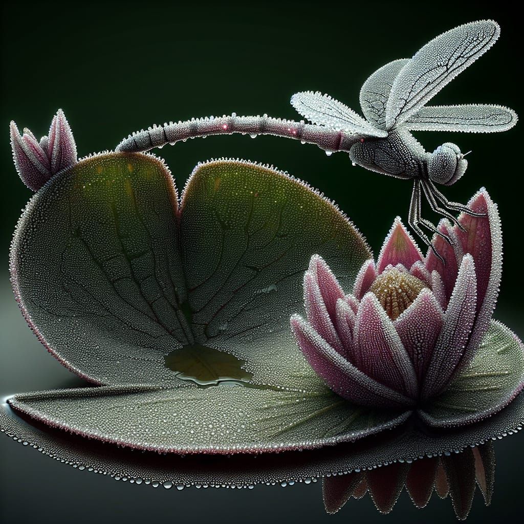 Dewdrop Dragonfly on Water Lily