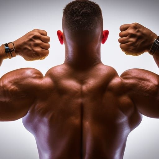 soldier flexing large bicep