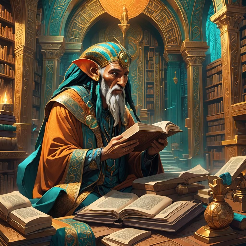 Thoth Reads Ancient Scrolls as Vivid Digital Art