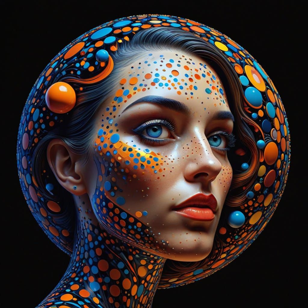 Optical Illusion: Woman's Face of Planet Dots