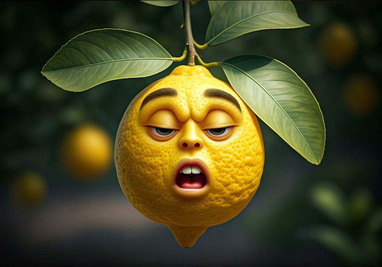 Surreal Lemon Portrait in Vibrant Digital Art