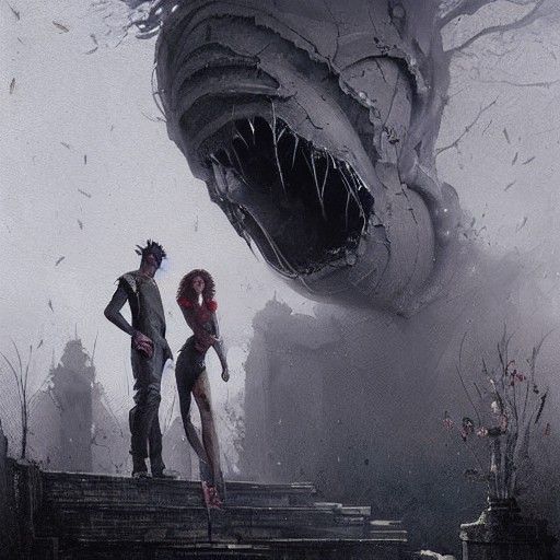 Dark Romantic Scene Under a Silver Moon