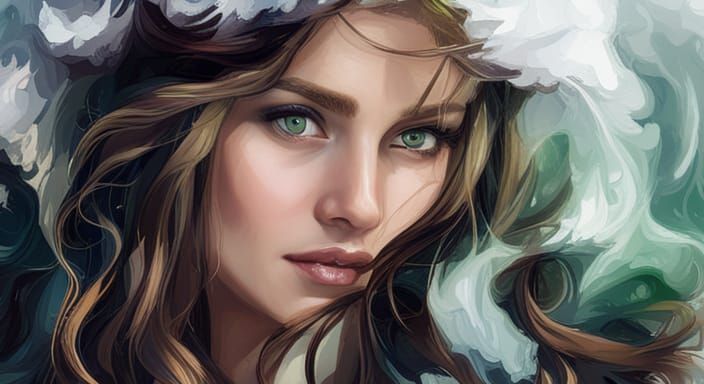 Portrait of Woman with Brown Hair and Green Eyes