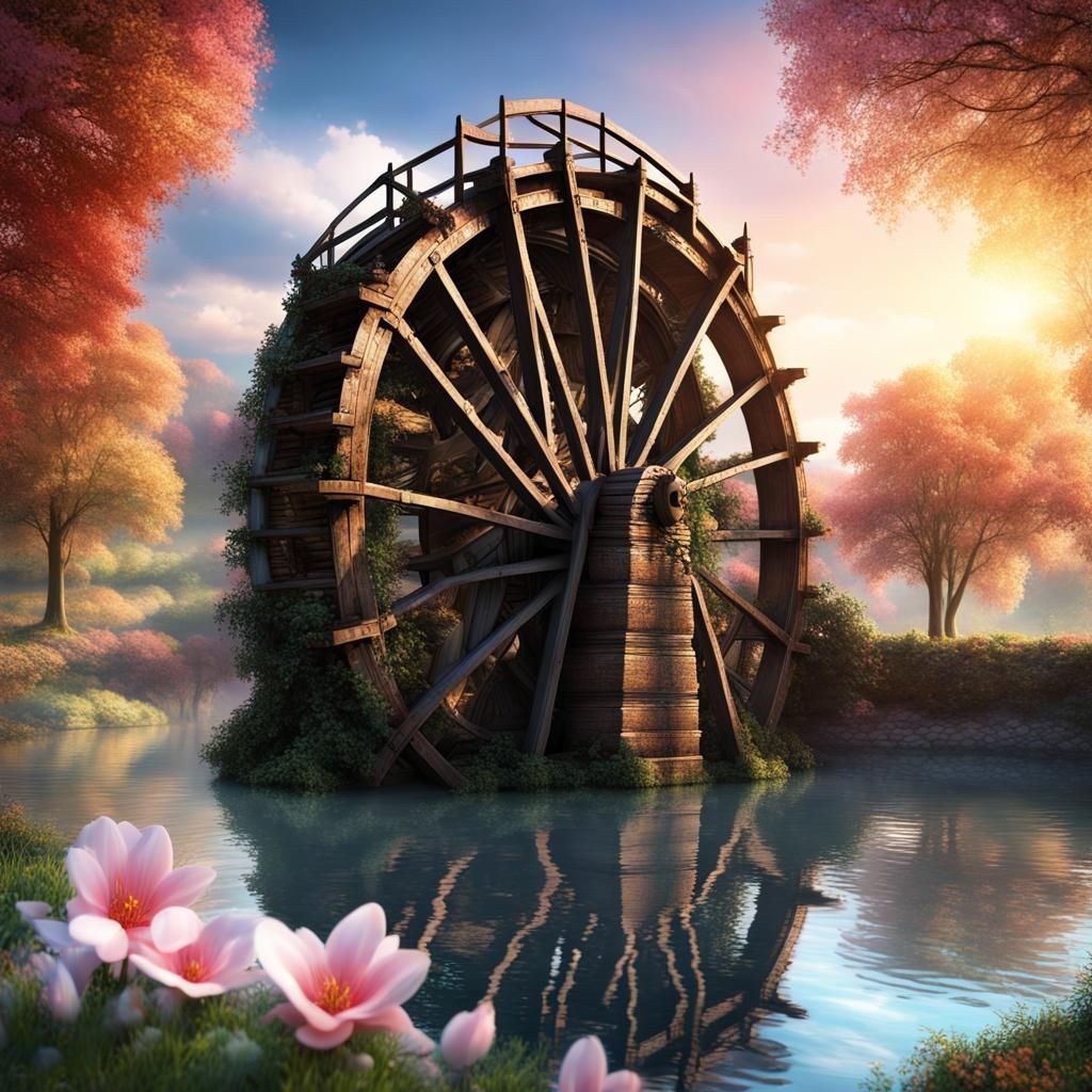 Ancient  giant water wheel
