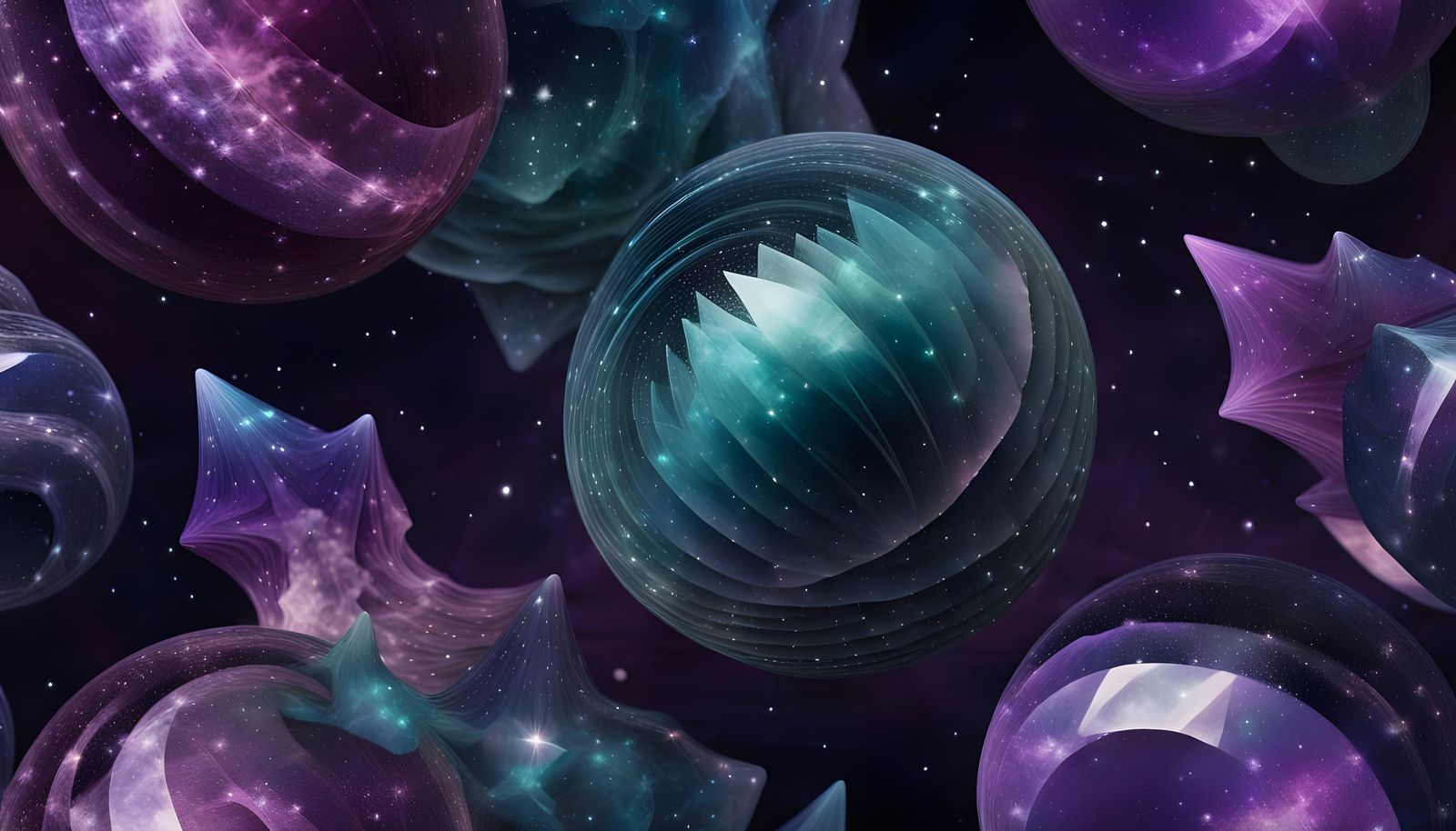 Fluorite Astrospheres in Ethereal Digital Art