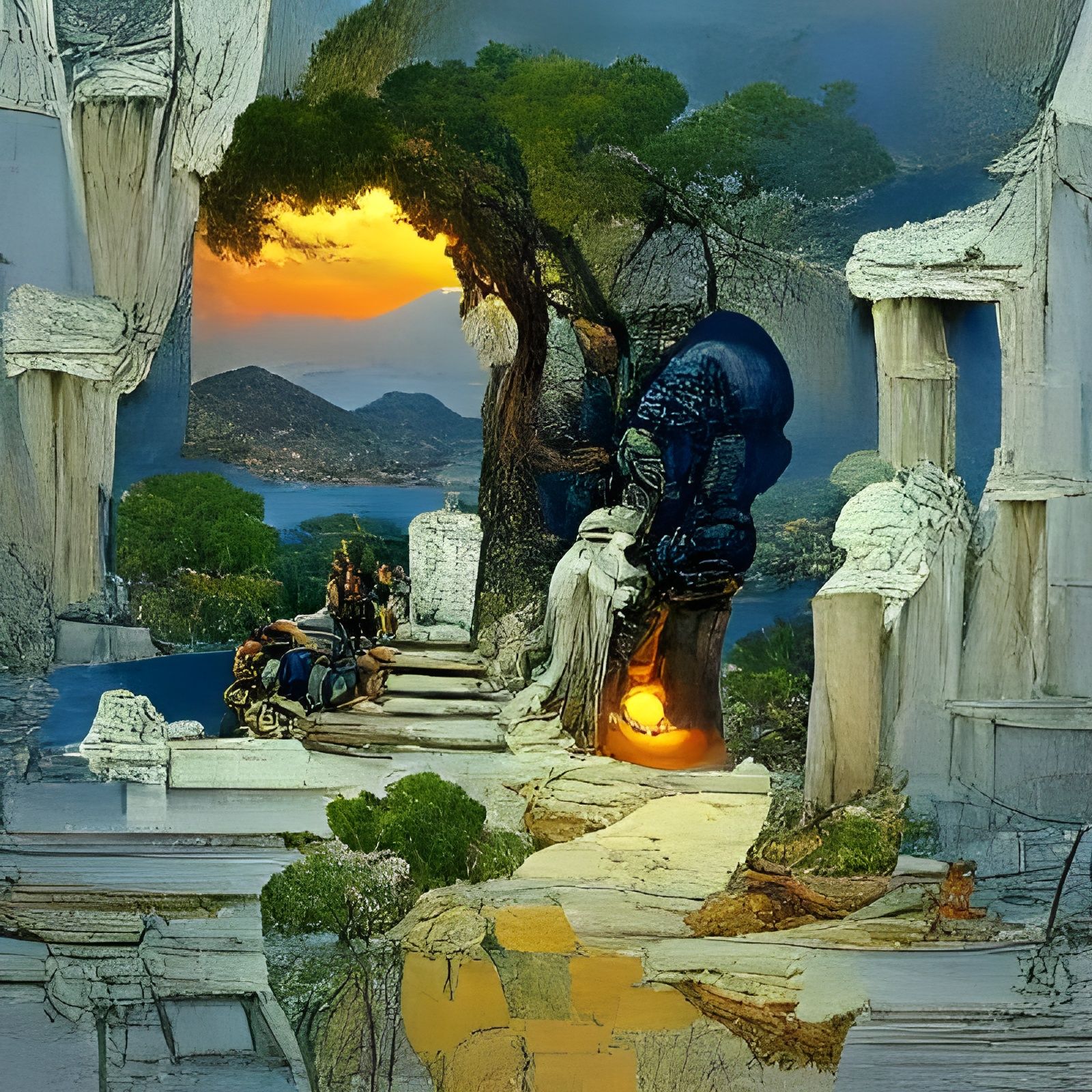 Idyllic Ancient Greece Landscape Painting