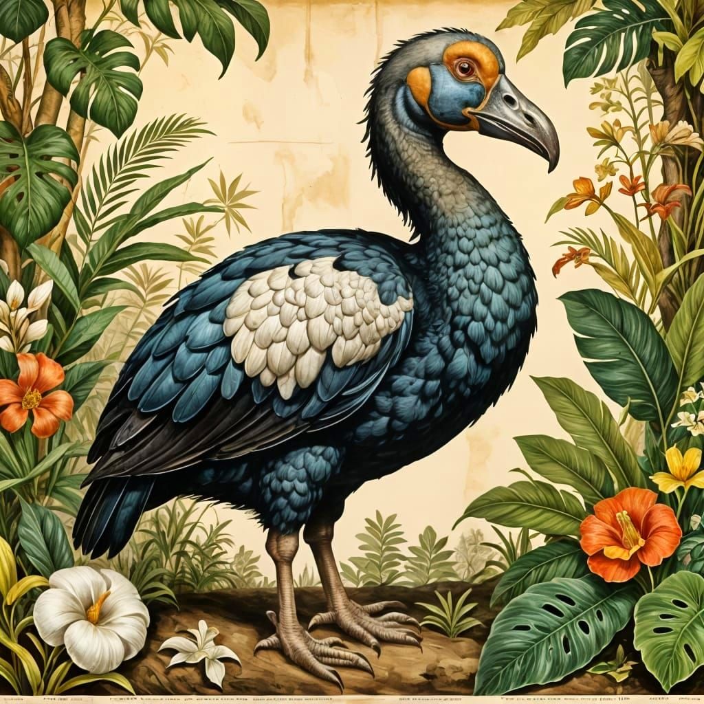 Dodo Bird Illustration in Audubon Style