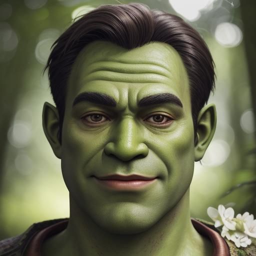 Close-Up Portrait of a Kozioł Shrek in Forest