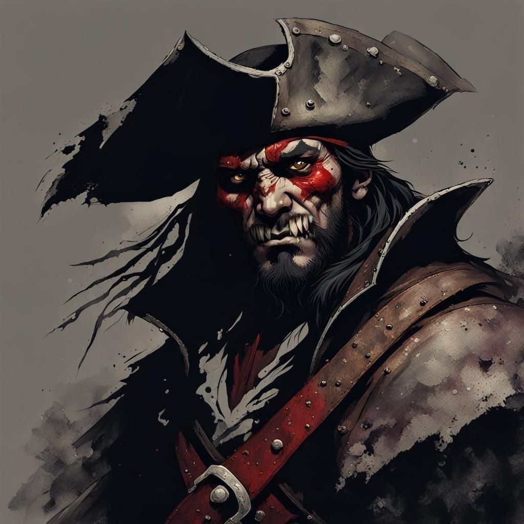 Towering Pirate Barbarian with Billowing Cape