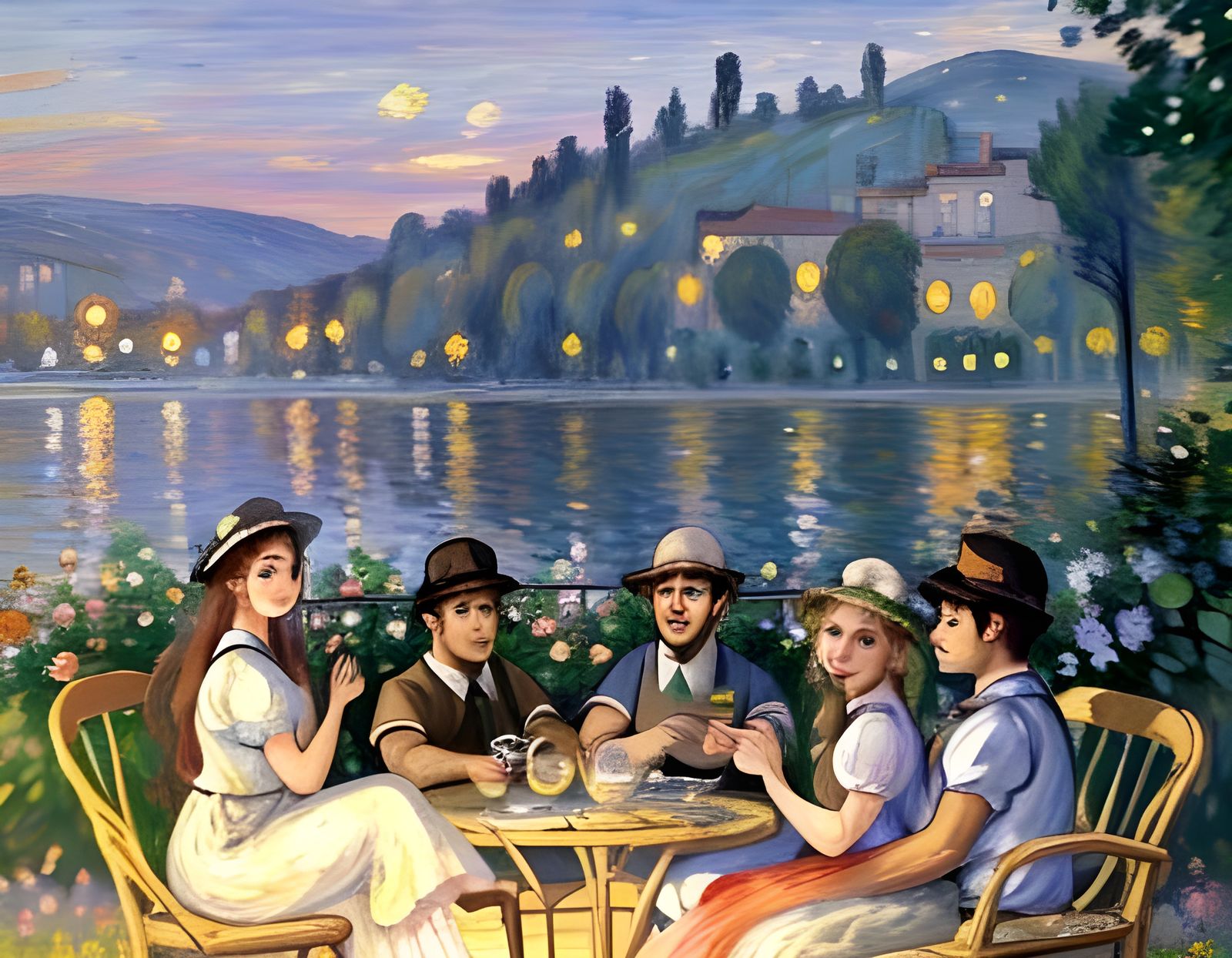 Evening Terrace Scene at Twilight