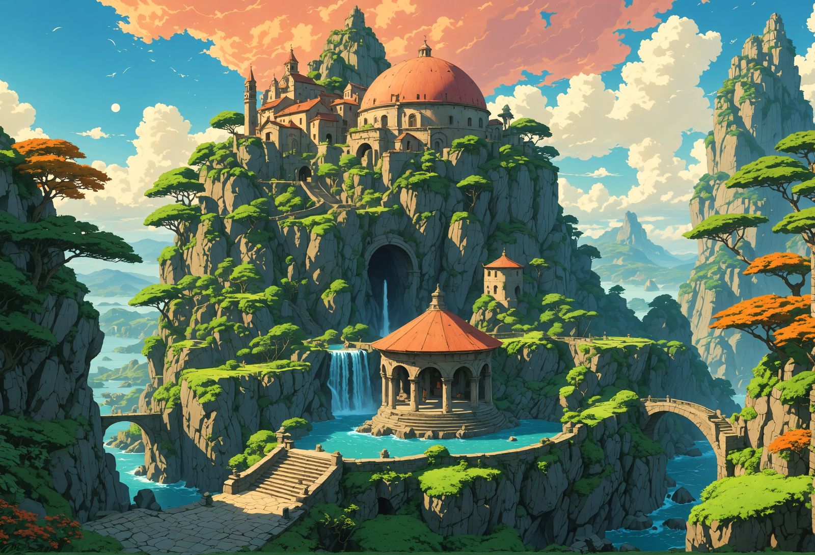 Magical Divine Planet in Studio Ghibli Anime Style