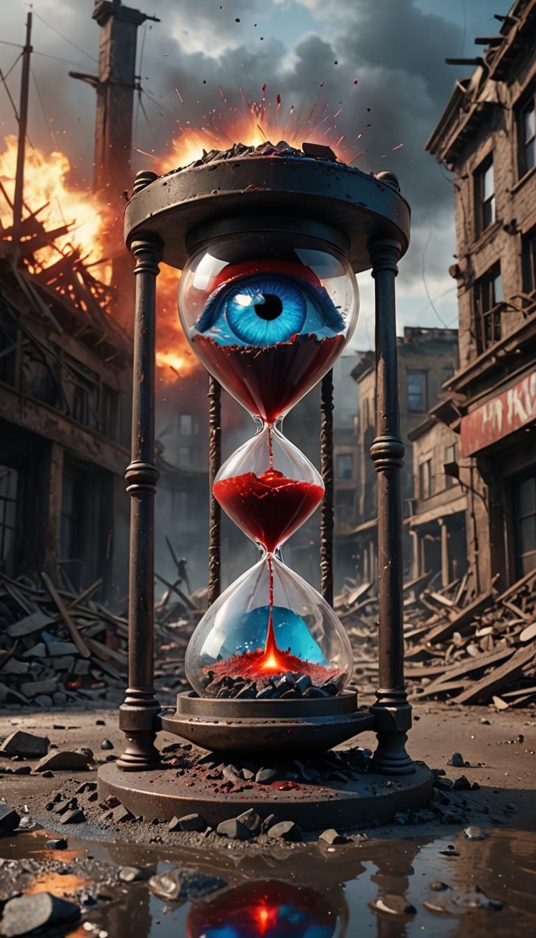 Hourglass of Tears Reflecting Destruction