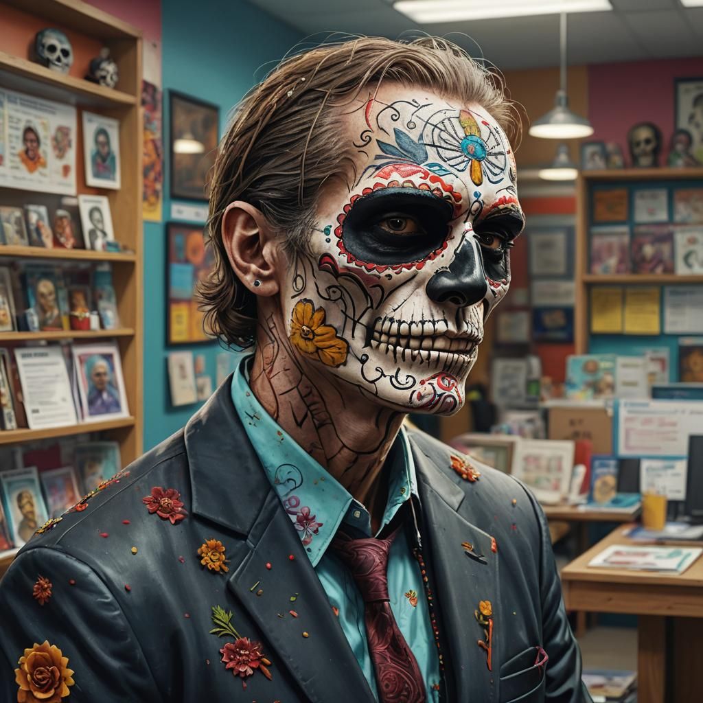 Day of the Dead Man: Hyperrealistic Job Center Art
