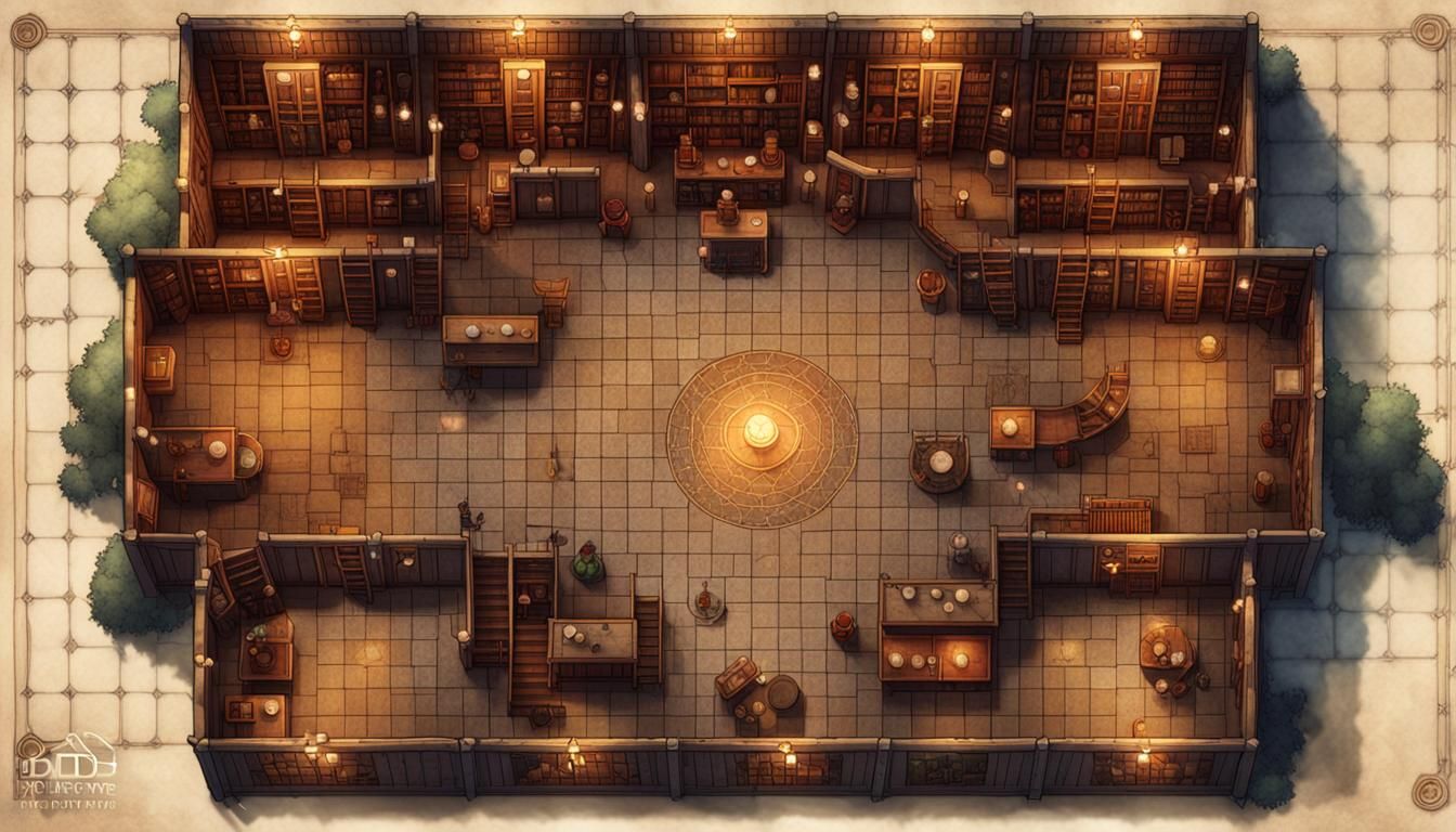 Detailed RPG Map: Secret Occult Library
