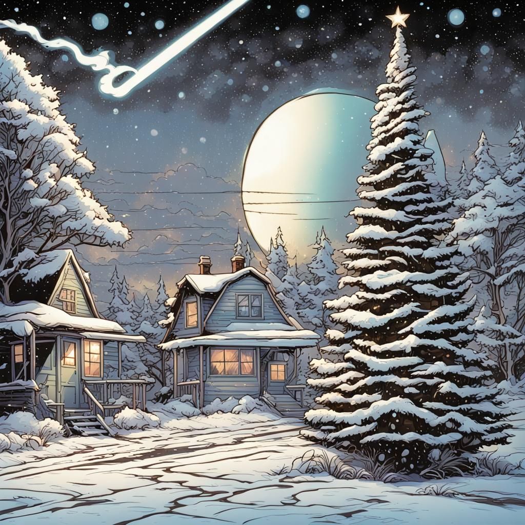 Retro Christmas Ornament in Comic Book Style