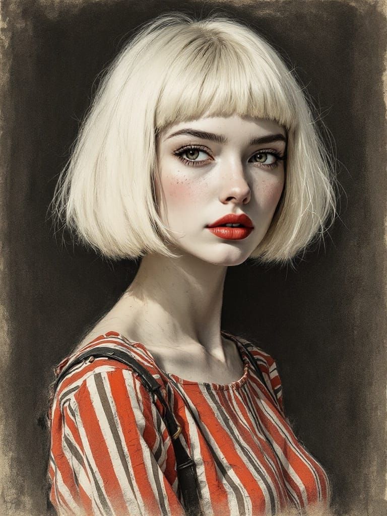 Charcoal Portrait of a Confident Young Woman