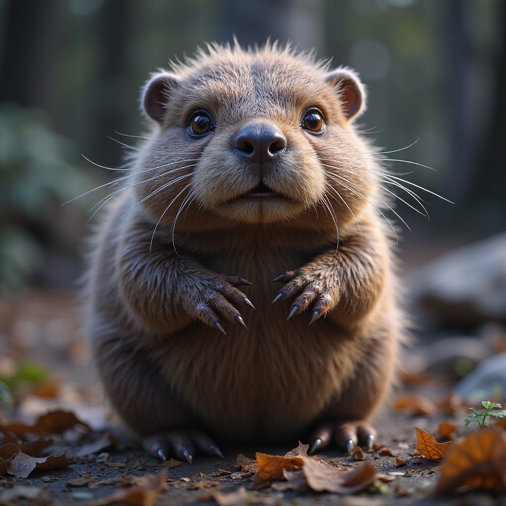 Fantastical Fuzzy Beaver in Vivid, Detailed Fantasy World