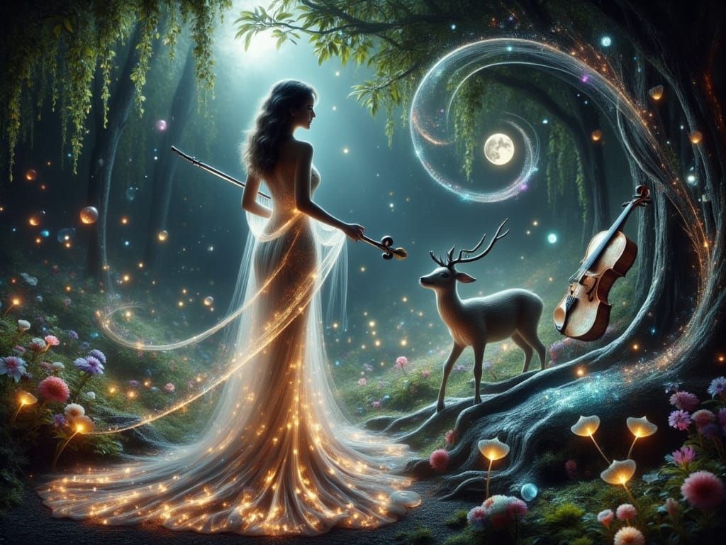 Dreamwalker's Ethereal Encounter in an Enchanted Forest