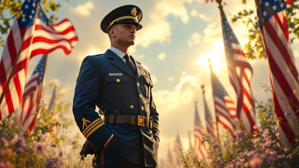 Proud American Soldier in Rockwell-Style Portrait