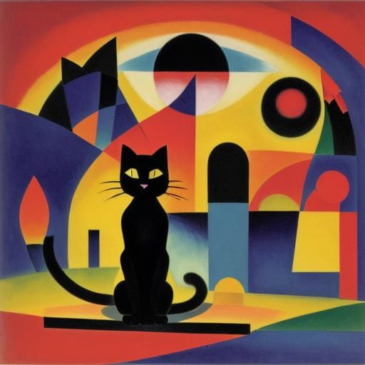 Fluorescent Cat Art: Expressionist Style