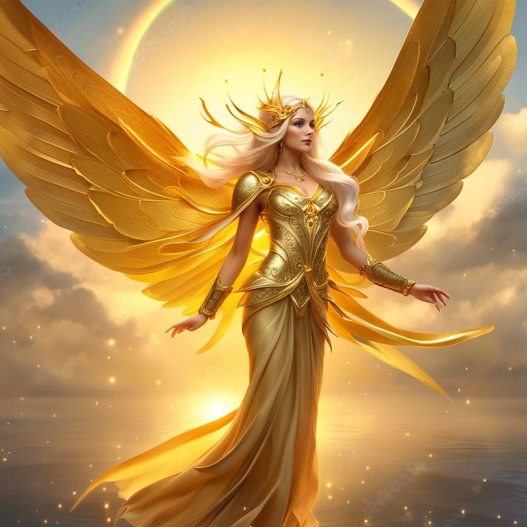 Golden Winged Elf in Twilight