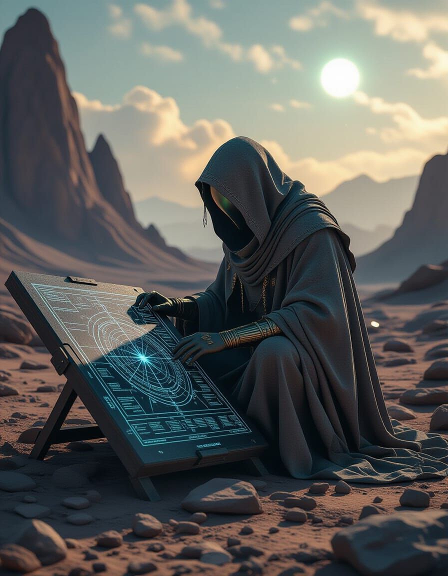 Ancient Astronaut Charts Star Map on Obsidian Tablet